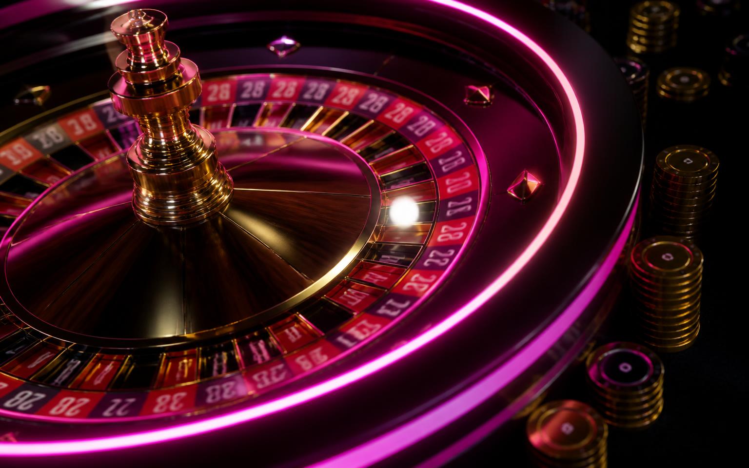 Live roulette wheel in play